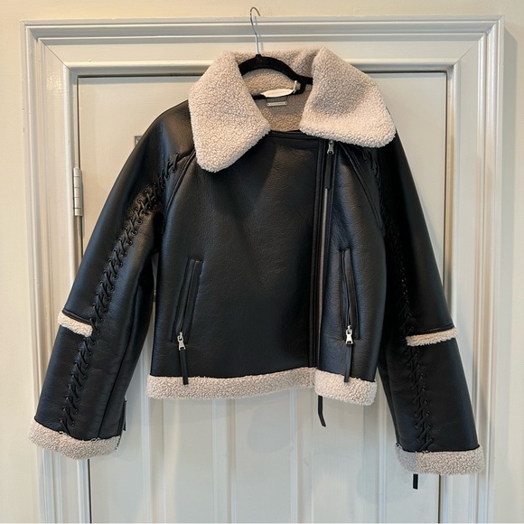 Jonathan Simhkai Corrine Vegan Sherpa Moto Jacket - Picture 12 of 16